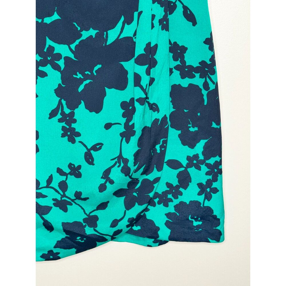 Ann Taylor Green Navy Floral Sheath Dress Size 2 Preppy Classic Office Cocktail - Picture 4 of 7